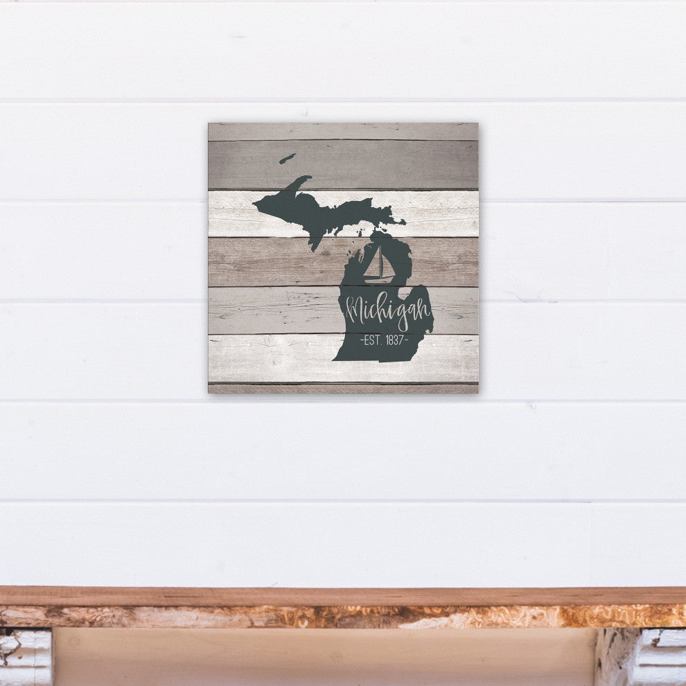 Michigan Established 16x16 Canvas Wall Art