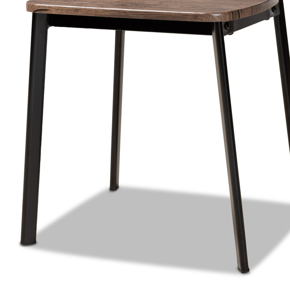 Ornette Mid-Century Brown Finished Wood and Black Metal 4-Piece Dining Chair Set