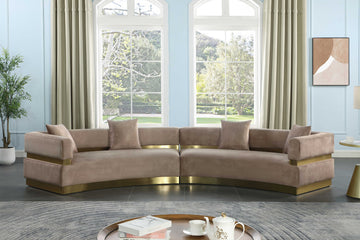 Belsa Velvet Upholstered 2pc. Sectional, Beige