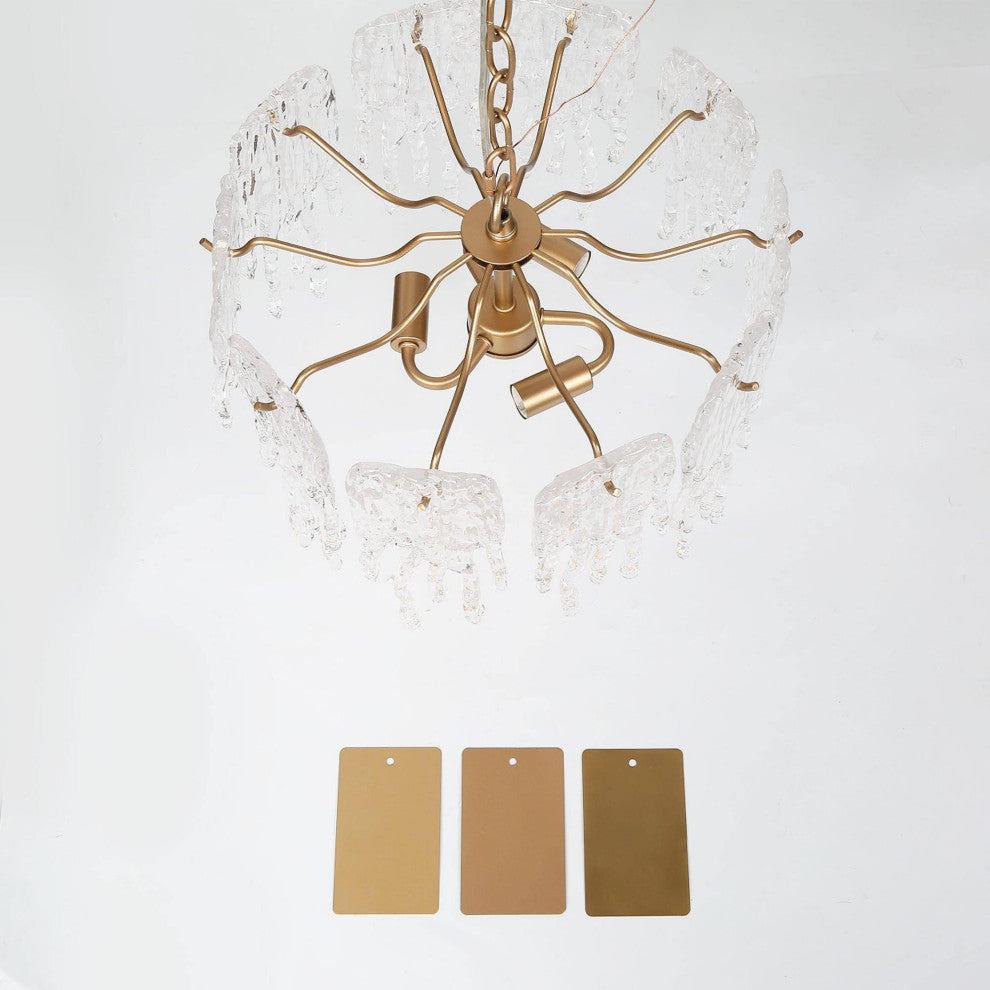 LNC Victoria Falls 3-Light Modern Metal and Gold Drum Crystal Shade Chandelier