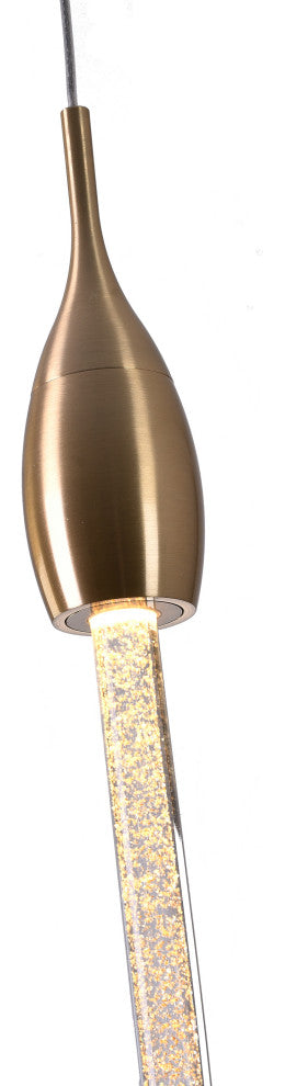 Gold Metal LED Pendant With Dusted Clear Glass