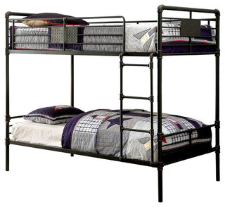 Industrial Design Twin Size Metal Bunk Bed, Black