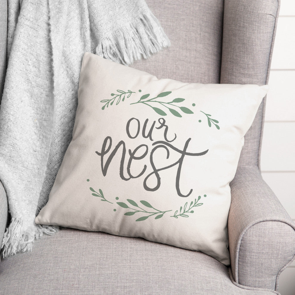 Our Nest Wreath 18x18 Spun Poly Pillow