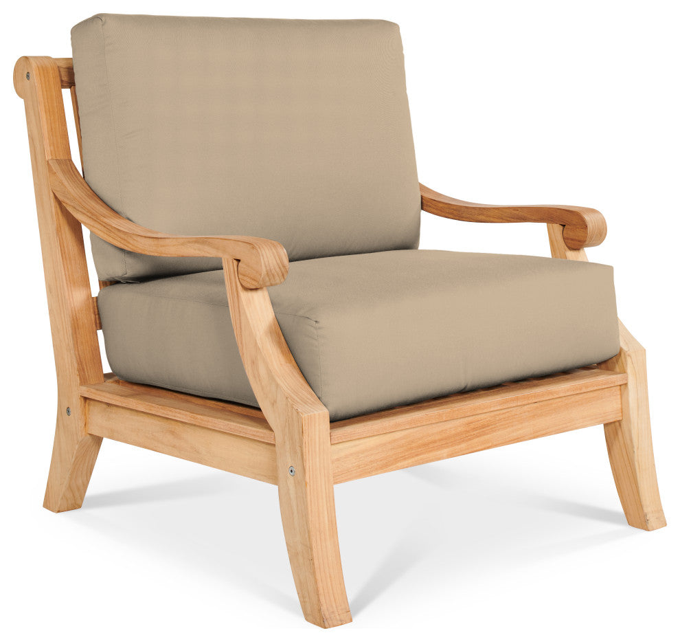 Sonoma Teak Deep Seating Outdoor Club Chair with Sunbrella Fawn Cushion