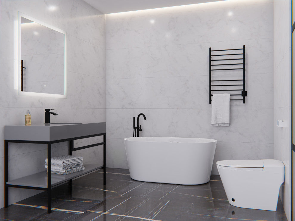 ANZZI Chand Series Freestanding Bathtub, White, 59 in.