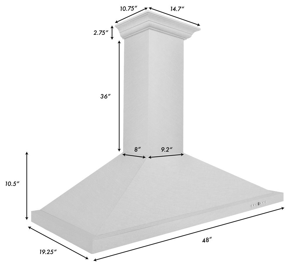 ZLINE 48" Designer Series DuraSnow Stainless Steel Wall Mount Range Hood