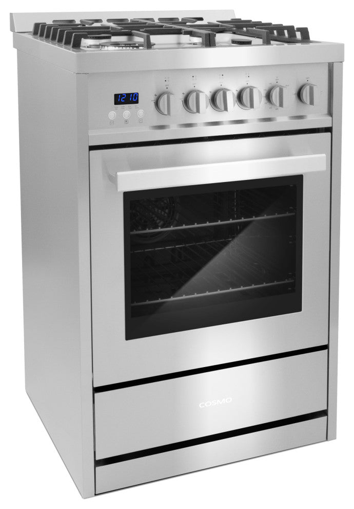 Cosmo 24" Slide-In Gas Range with 4 Burners and Rapid Convection Oven