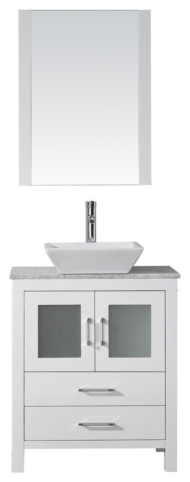 Virtu Dior 24" Single Bathroom Vanity, White With Faucet and Mirror