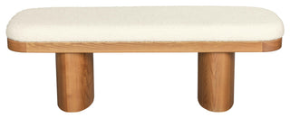 Ollie White Boucle Wooden Bench