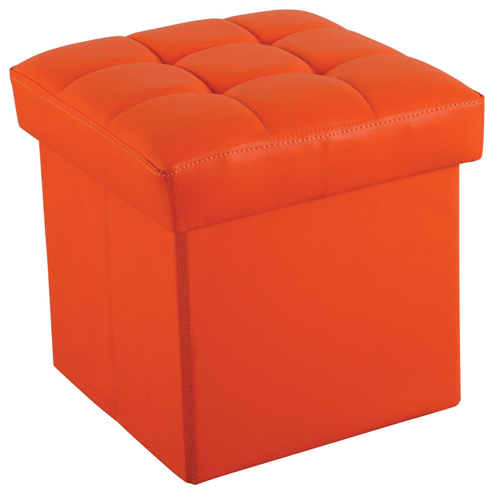 Ottoman With Storage, Youth, Orange PU MDF, PU Orange PU