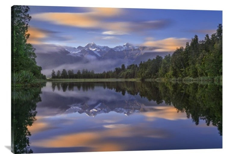 "Lake Matheson" Stretched Canvas Giclee by Hua Zhu, 40x28"