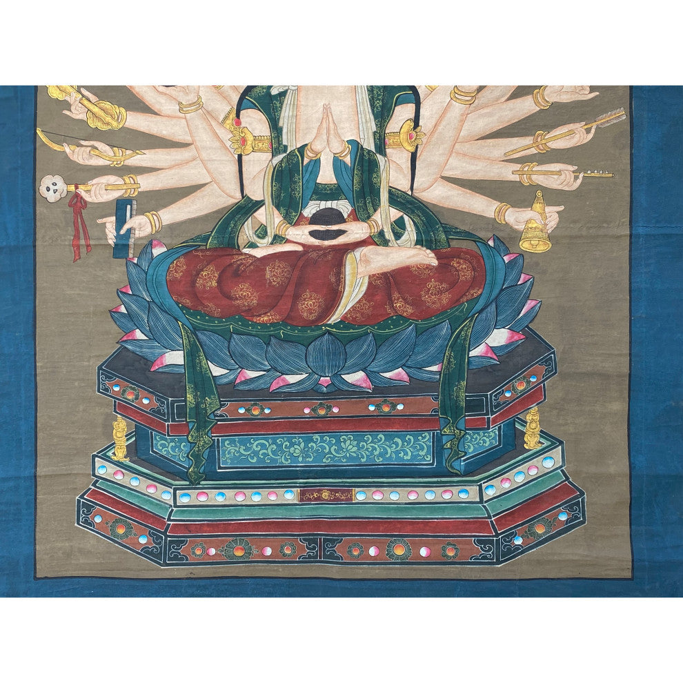 Large Chinese Canvas Art of 24 Arms Bodhisattva Kwan Yin Avalokitesvara Hcs7165