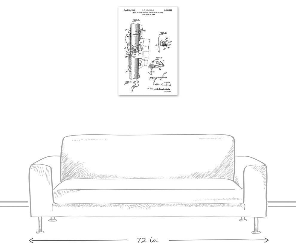 Vintage Clarinet Patent 20"x30" Print on Canvas