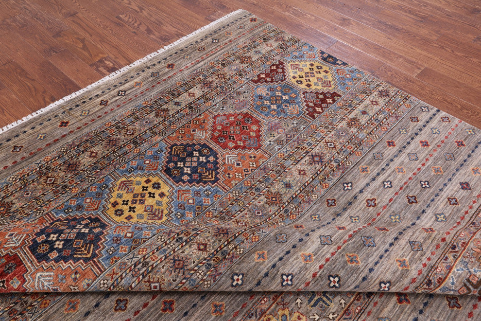 8' 11" X 12' 3" Handmade Khorjin Super Kazak Wool Rug Q11137