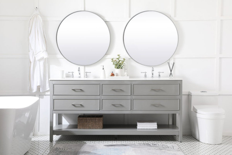 Sally 72" Double Bathroom Vanity, Gray
