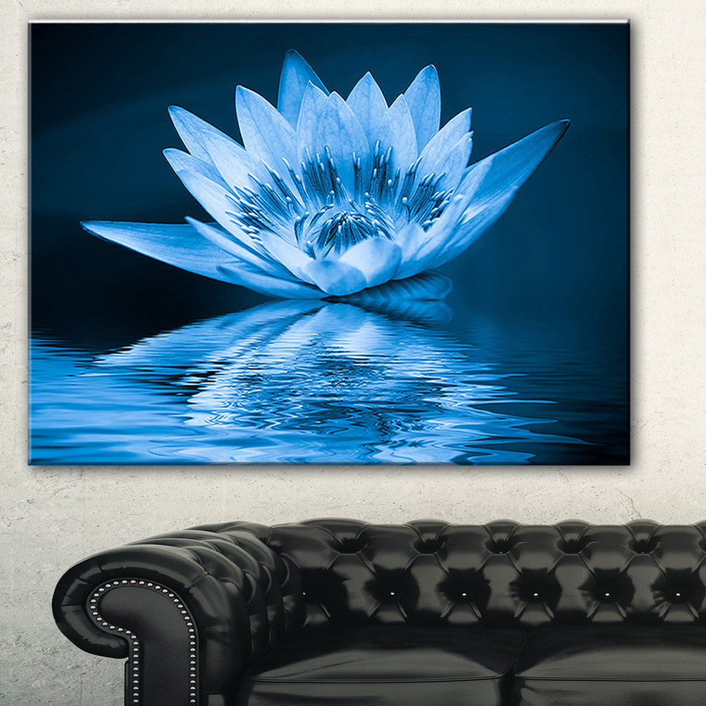 "Blue Water Lily" Floral Digital Art Canvas Print
