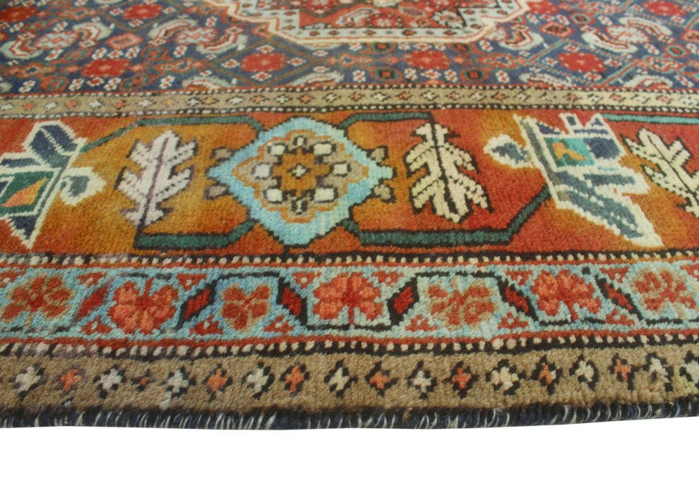 Semi-Antique Andie Rust/Navy Runner, 3'11x10'3