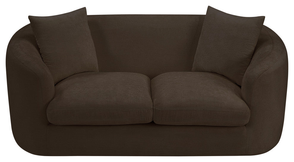 Penelope Upholstered Loveseat, Brown, Chenille Fabric
