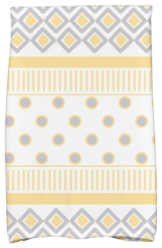 18x30" Scrambled Prints Geometric Print Hand Towels, Yellow