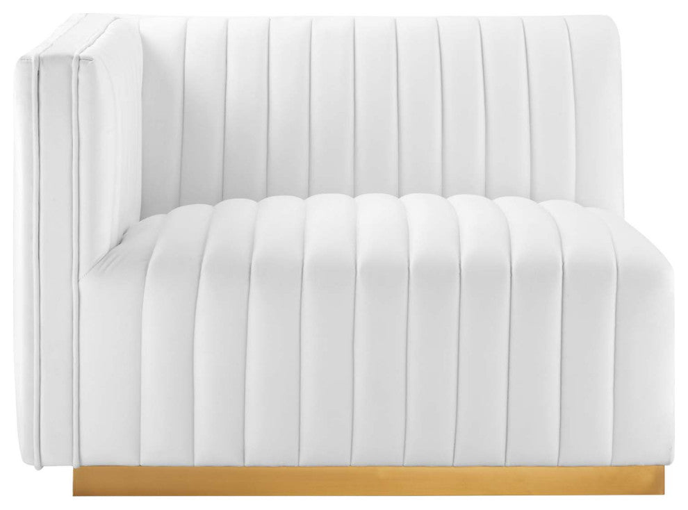 Conjure Channel Tufted Performance Velvet 4-Piece Sectional, Gold White