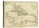 "Map of the West Indies, 1796" Stretched Canvas Giclee by John Reid, 30"x24"