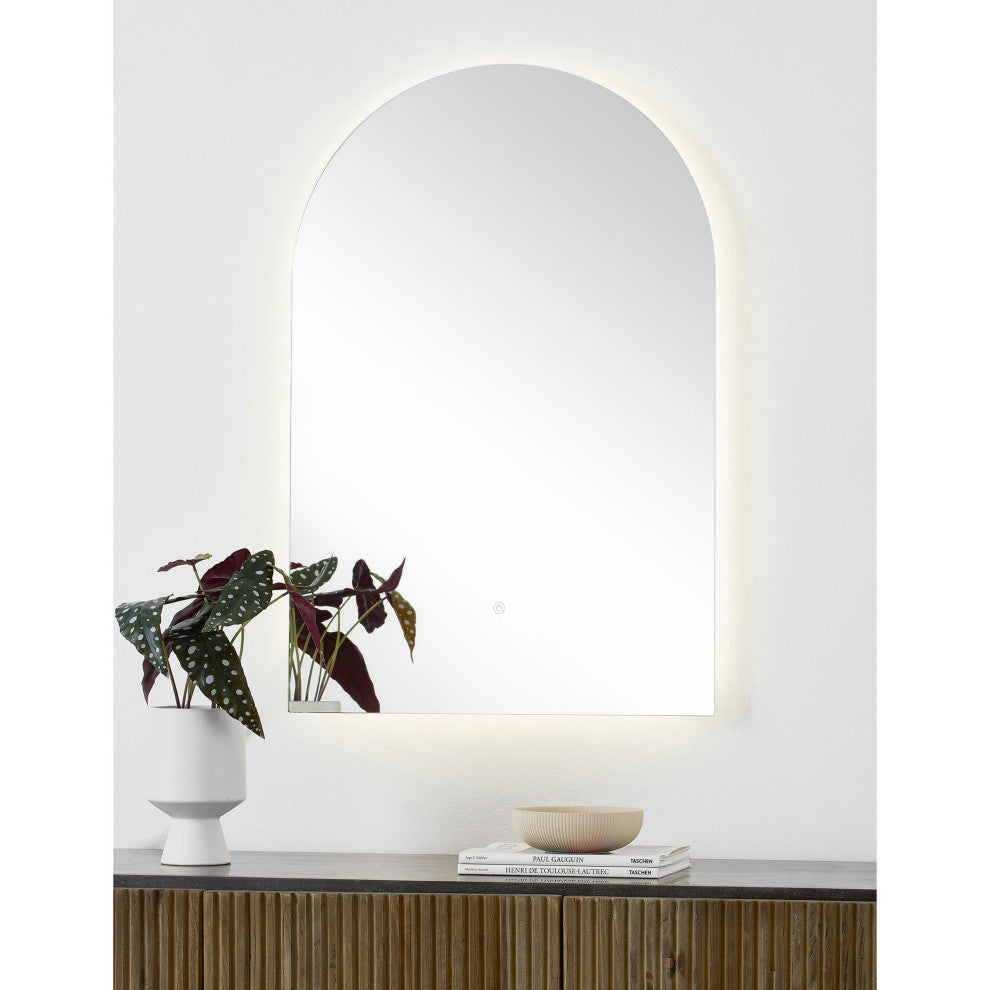 Blanca Plug-In Led Lit Arched All Glass Unframed Mirror