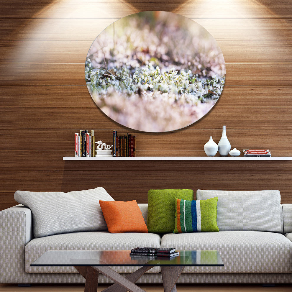 Little White And Pink Flowers, Flower Round Wall Art, 23"