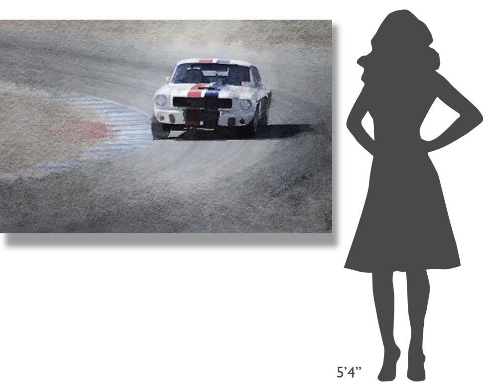 "Mustang on Race Track Watercolor" Fine Art Print