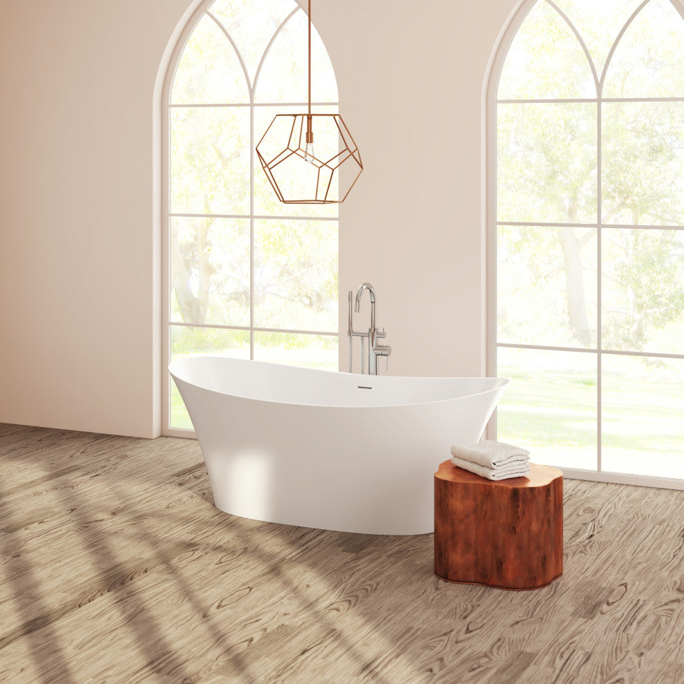Perlato Alessandria 68" Eco-Lapistone Soaker Tub, White