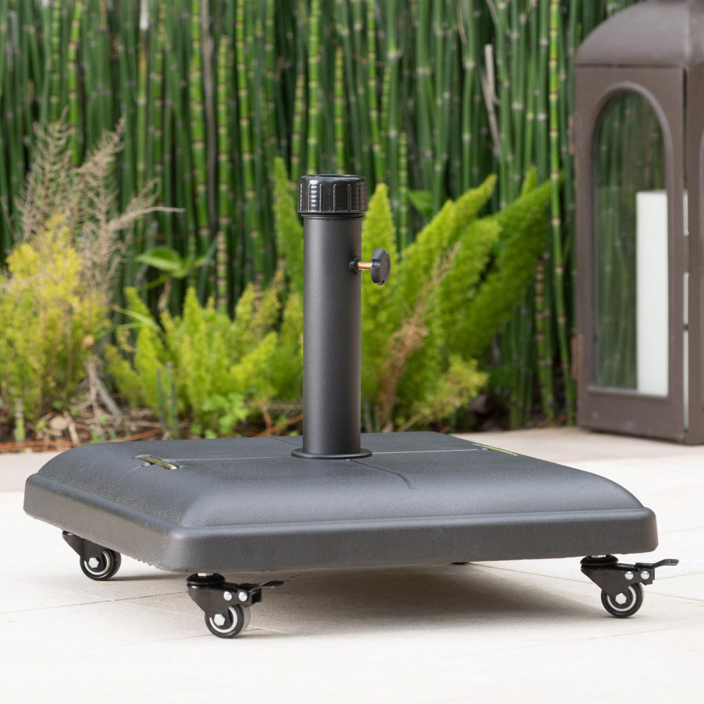 GDF Studio Hercules 80lbs Black Steel Square Umbrella Base With Wheels