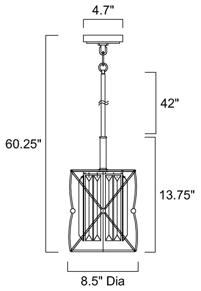 1-Light Black and Gold Cage Mini Pendant With Hanging Crystals