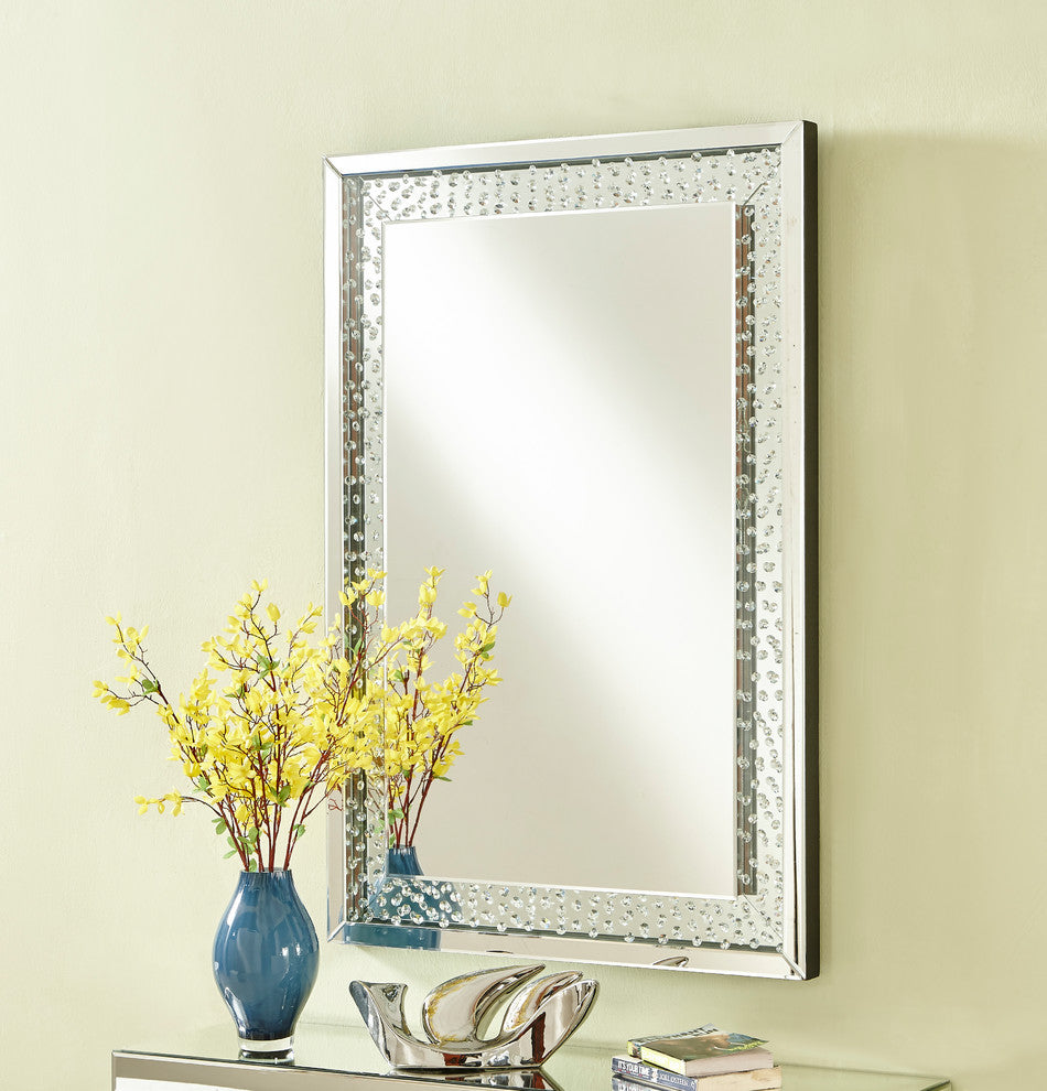 Sparkle 35.5" Contemporary Crystal Rectangle Mirror, Clear