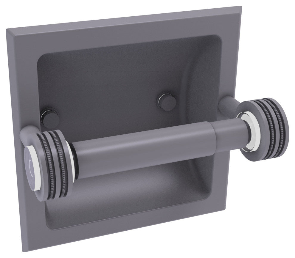 Clearview Recessed Toilet Paper Holder with Dotted Accents, Matte Gray