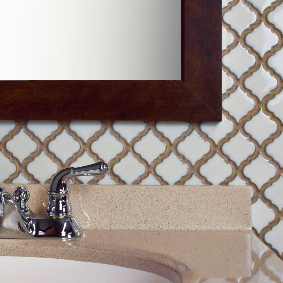 Hudson Tangier Mosaic Floor and Wall Tile, Silk White, Sample