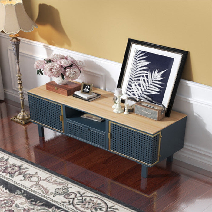 Modern 2 Cabinets TV stand 50 inch TV benches with Carbonized Bamboo