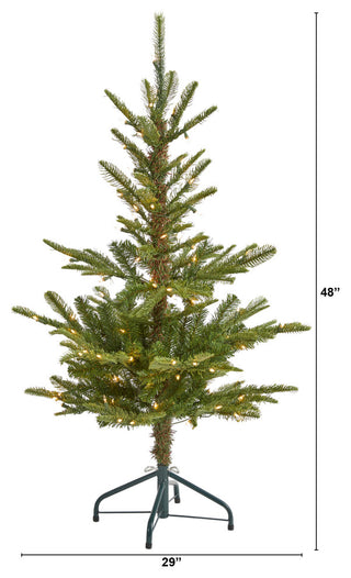 4' Layered Washington Spruce Faux Xmas Tree W/ Clear Lights & Bendable Branches