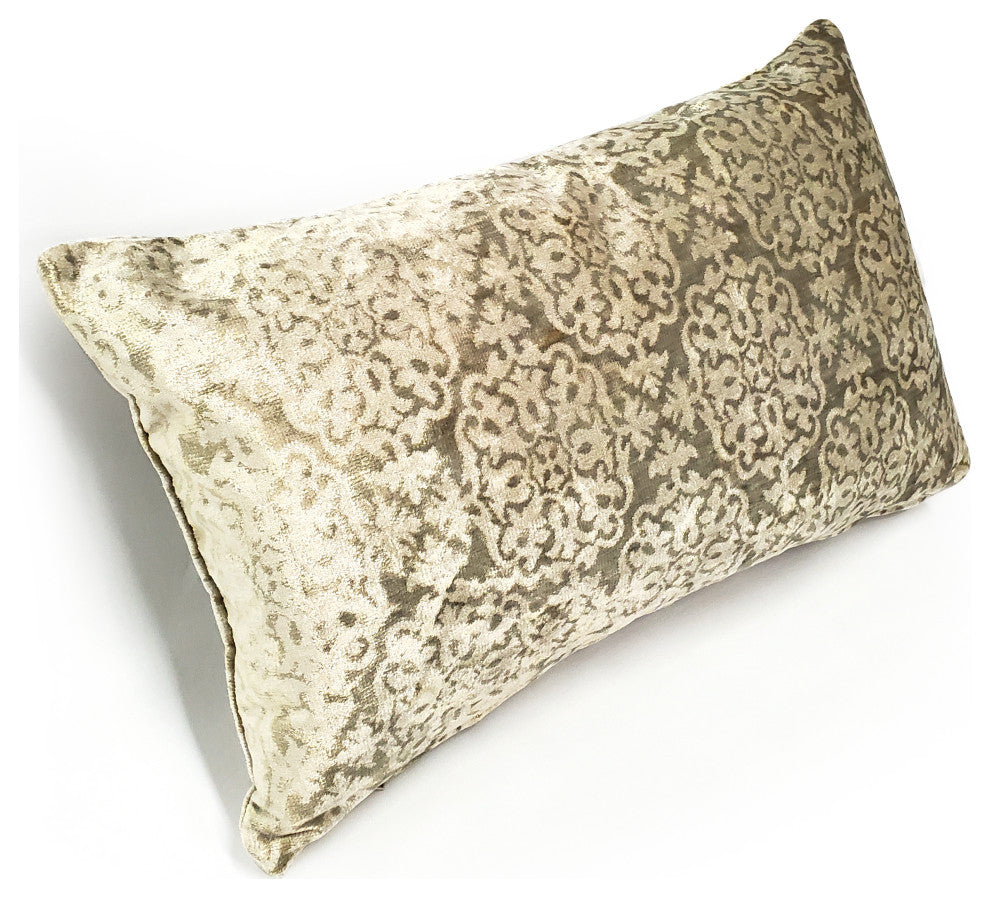Artemis Canyon Beige Velvet Throw Pillow 12x20, with Polyfill Insert