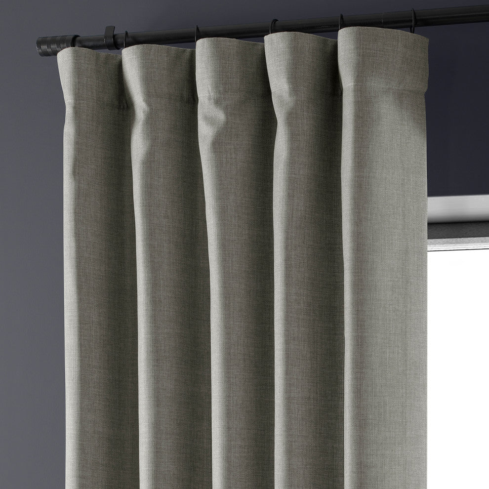Italian Faux Linen Curtain Single Panel, Taupe Grey, 50"x96"