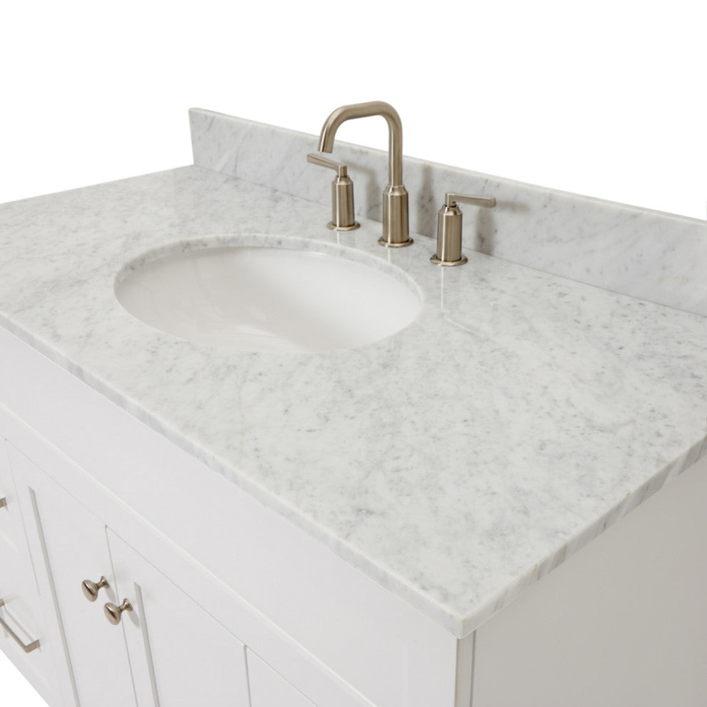 Ariel Hamlet 43" Oval Sink Bath Vanity, 0.75" Carrara Marble