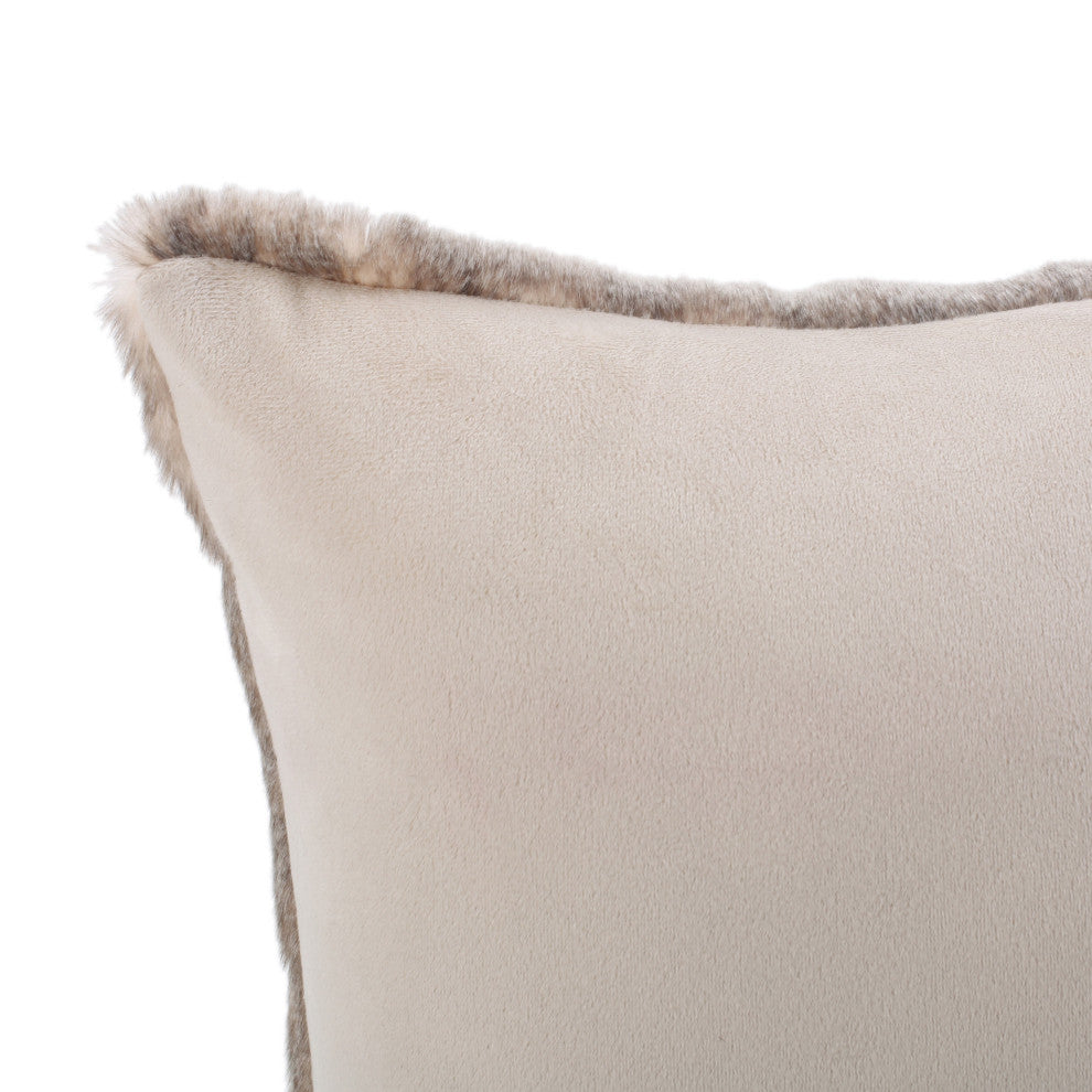 GDF Studio Elise Modern Glam Faux Fur Throw Pillow, Light Brown, 2