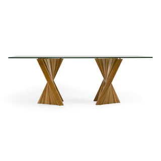 Modrest Corbin Modern Walnut and Glass Dining Table
