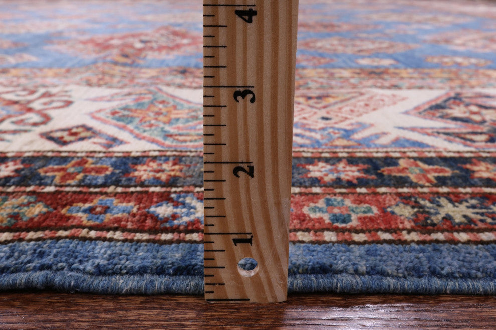 Hand Knotted Geometric Super Kazak Rug 8' 11" X 12' 2" Q11013