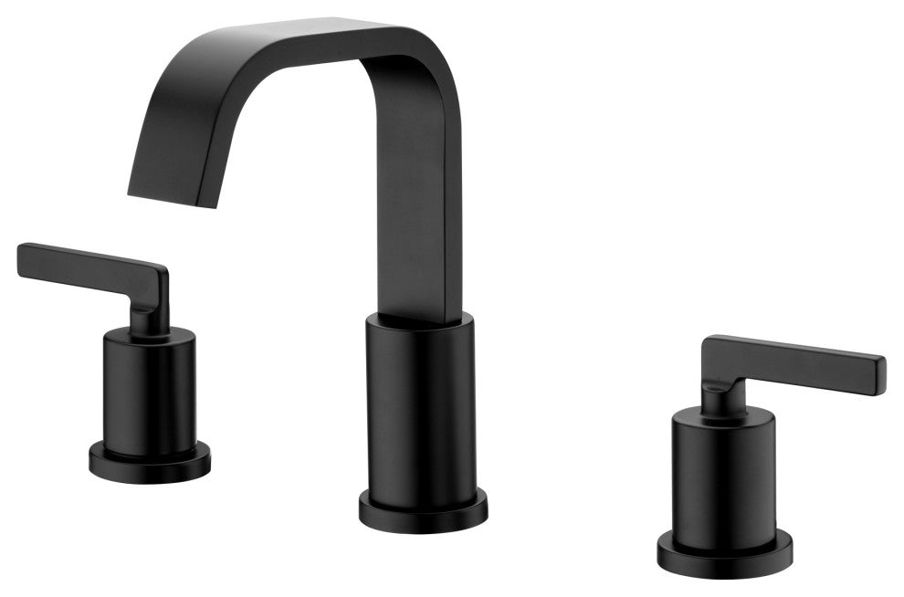 Luxier WSP04-T 2-Handle Widespread Bathroom Faucet with Drain, Matte Black