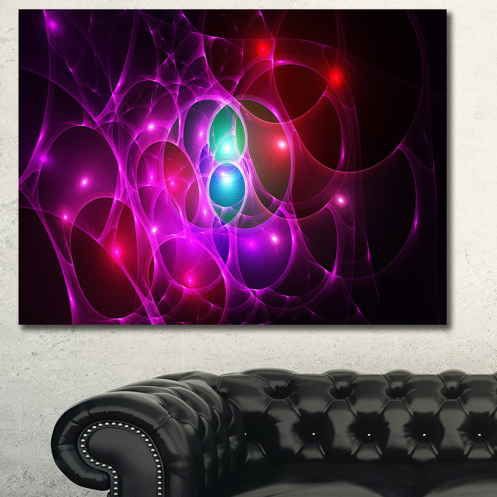 Pink Glowing Bubbles Time, Oversized Abstract Canvas Art Print, 60x40