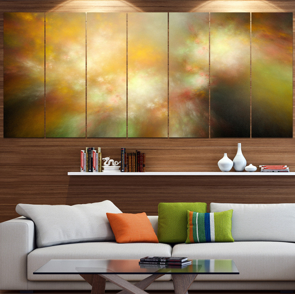 Perfect Yellow Green Starry Sky, Abstract Canvas Art Print, 83"x32", 7 Panels