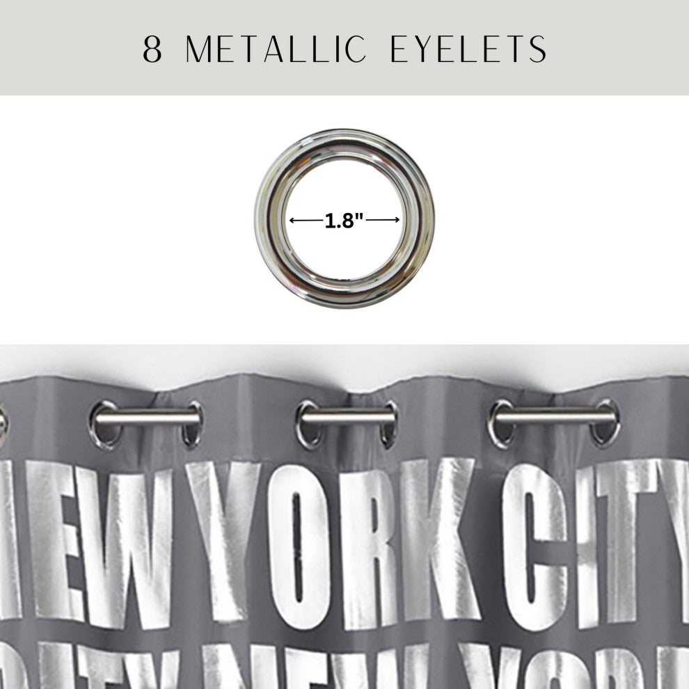 New York City Blackout Curtain Panel, Room Darkening Drapery, 102x55 Inch, Gray, 1 Panel