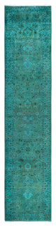 Overdyed One-of-a-Kind Hand-Knotted Area Rug Green, 2' 7" x 12' 2"