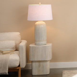 Notch Mango Wood Square Table, White Bleach