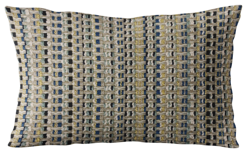 Plutus Blue Weave Stripe Luxury Throw Pillow, 20"x20"