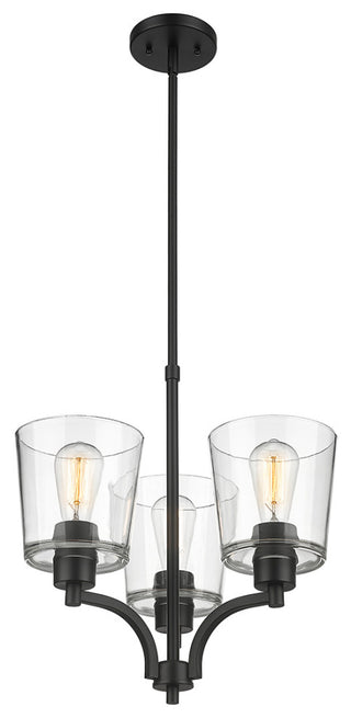 Evalon 3 Light 18" Matte Black Chandelier